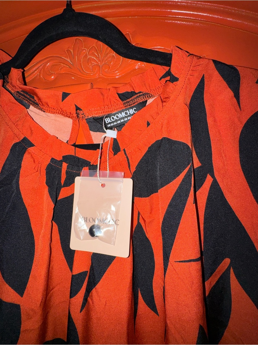 BloomChic Orange and Black Abstract Print Top